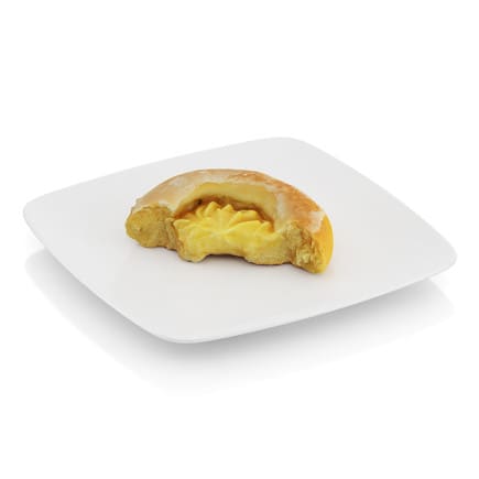 Bitten roll with pudding