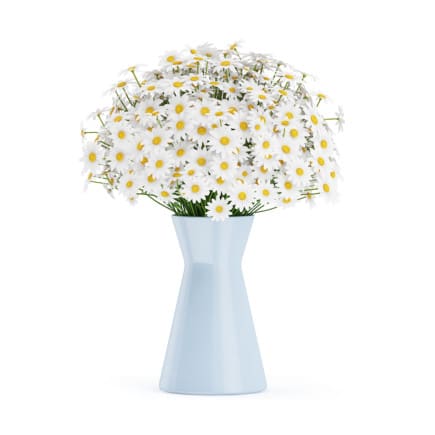 3d Small Daisies in Blue Vase